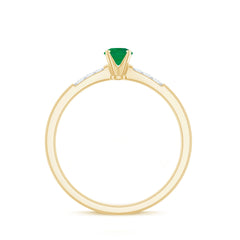 Natural Half Carat Emerald Promise Ring with Diamond