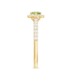 Genuine Half Carat Peridot Engagement Ring with Diamond Halo