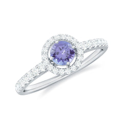 Natural Tanzanite and Diamond Promise Ring for Engagement