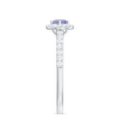 Natural Tanzanite and Diamond Promise Ring for Engagement