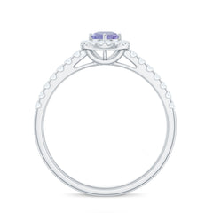 Natural Tanzanite and Diamond Promise Ring for Engagement