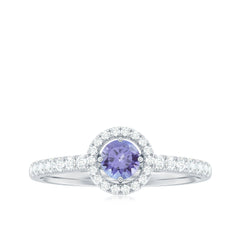 Natural Tanzanite and Diamond Promise Ring for Engagement