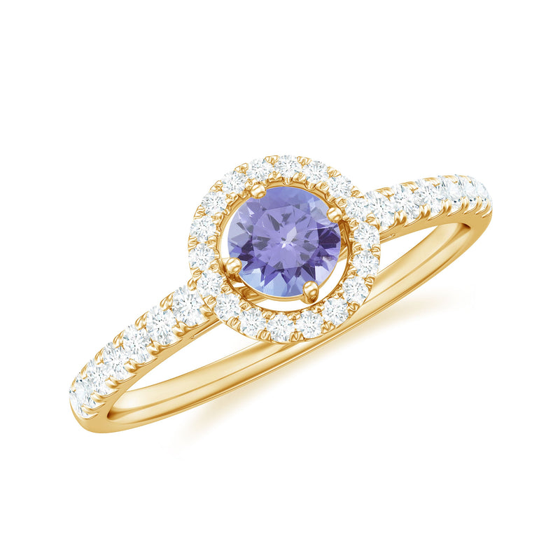 Natural Tanzanite and Diamond Promise Ring for Engagement