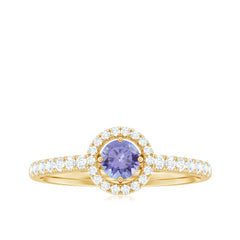 Natural Tanzanite and Diamond Promise Ring for Engagement