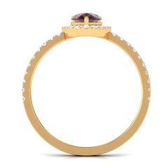 Genuine 5X7mm Garnet Pear Shaped Engagement Ring with Diamond Halo