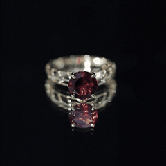 Natural 8mm Garnet Filigree Engagement Ring with Certificate