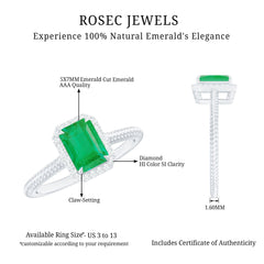 Natural 1.2 Carat Emerald Engagement Ring with Diamond Halo