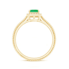 Natural 1.2 Carat Emerald Engagement Ring with Diamond Halo