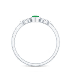 Marquise Cut Natural Emerald Celtic Engagement Ring in Bezel Setting