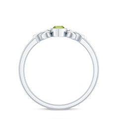 Natural 0.7 Carat Marquise Peridot Promise Ring with Celtic Knot