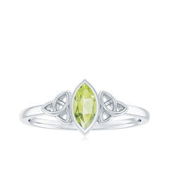 Natural 0.7 Carat Marquise Peridot Promise Ring with Celtic Knot
