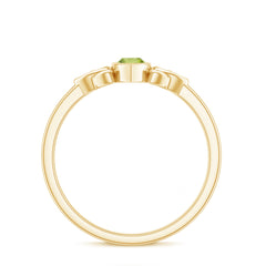 Natural 0.7 Carat Marquise Peridot Promise Ring with Celtic Knot