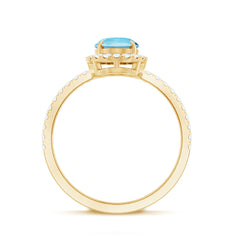 Classic Aquamarine Oval Engagement Ring with Diamond Halo