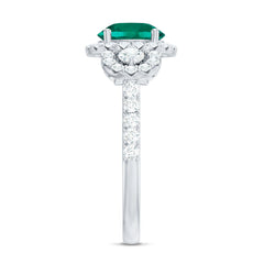 Certified 8mm Lab Grown Emerald Vintage Looking Engagement Ring with Moissanite
