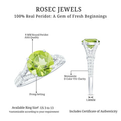 Peridot Solitaire Engagement Ring with Moissanite in Split Shank