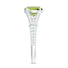 Peridot Solitaire Engagement Ring with Moissanite in Split Shank