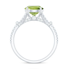 Peridot Solitaire Engagement Ring with Moissanite in Split Shank