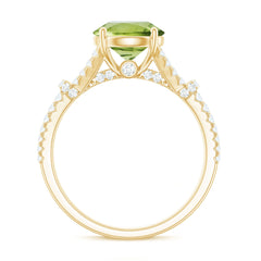 Peridot Solitaire Engagement Ring with Moissanite in Split Shank