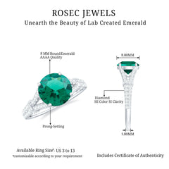 Classic Lab Grown Emerald Diamond Engagement Ring with Split Shank