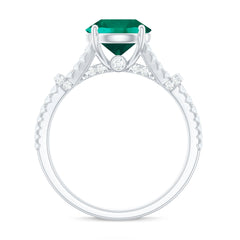 Classic Lab Grown Emerald Diamond Engagement Ring with Split Shank