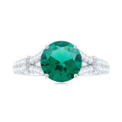 Classic Lab Grown Emerald Diamond Engagement Ring with Split Shank