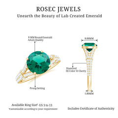 Classic Lab Grown Emerald Diamond Engagement Ring with Split Shank