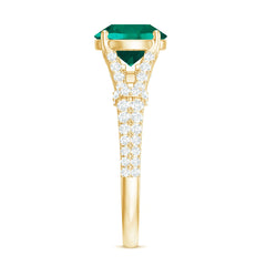 Classic Lab Grown Emerald Diamond Engagement Ring with Split Shank