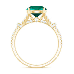 Classic Lab Grown Emerald Diamond Engagement Ring with Split Shank