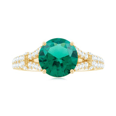 Classic Lab Grown Emerald Diamond Engagement Ring with Split Shank