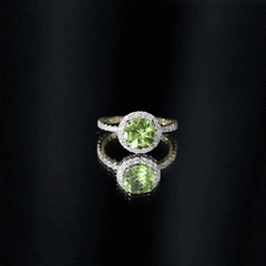 2 CT Round Peridot Engagement Ring with Moissanite Halo