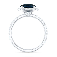 8MM London Blue Topaz Classic Engagement Ring with Diamond