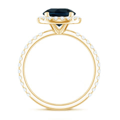 8MM London Blue Topaz Classic Engagement Ring with Diamond