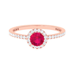 1 CT Minimal Ruby and Diamond Engagement Ring