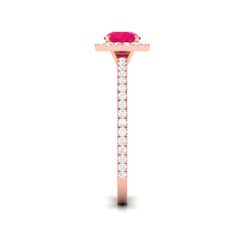 1 CT Minimal Ruby and Diamond Engagement Ring