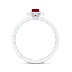 1 CT Minimal Ruby and Diamond Engagement Ring