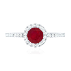 1 CT Minimal Ruby and Diamond Engagement Ring