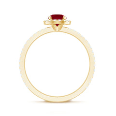 1 CT Minimal Ruby and Diamond Engagement Ring
