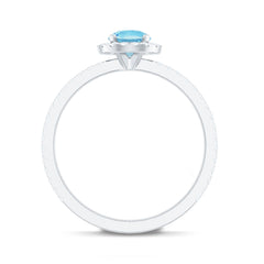 Genuine Blue Aquamarine Ring with Diamond Accent