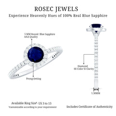 Minimal Blue Sapphire and Diamond Engagement Ring