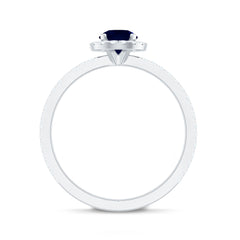 Minimal Blue Sapphire and Diamond Engagement Ring