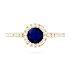 Minimal Blue Sapphire and Diamond Engagement Ring
