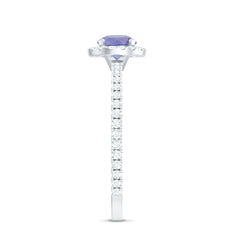Womens Tanzanite Halo Ring with Diamond