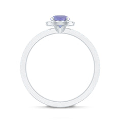 Womens Tanzanite Halo Ring with Diamond