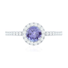 Womens Tanzanite Halo Ring with Diamond