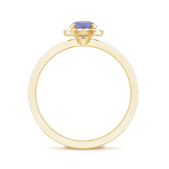 Womens Tanzanite Halo Ring with Diamond