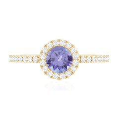 Womens Tanzanite Halo Ring with Diamond