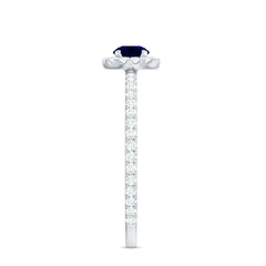 1 CT Blue Sapphire and Diamond Minimal Engagement Ring