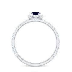 1 CT Blue Sapphire and Diamond Minimal Engagement Ring