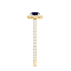 1 CT Blue Sapphire and Diamond Minimal Engagement Ring