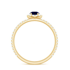 1 CT Blue Sapphire and Diamond Minimal Engagement Ring